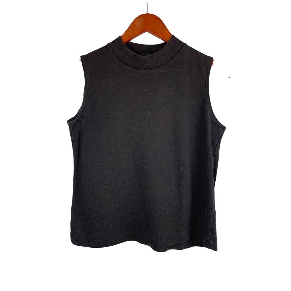 Lands End Sleeveless Black Cotton Top Size S